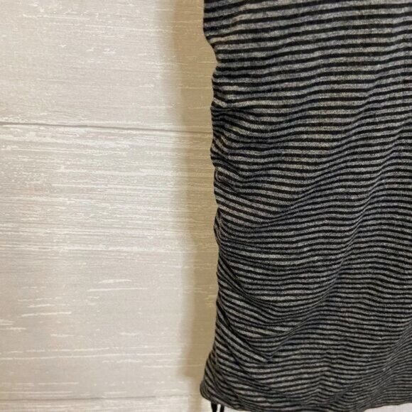 Michael Stars Ruched Striped 3/4 Sleeve Shirt Dress Casual Basic Fitted - Picture 3 of 5